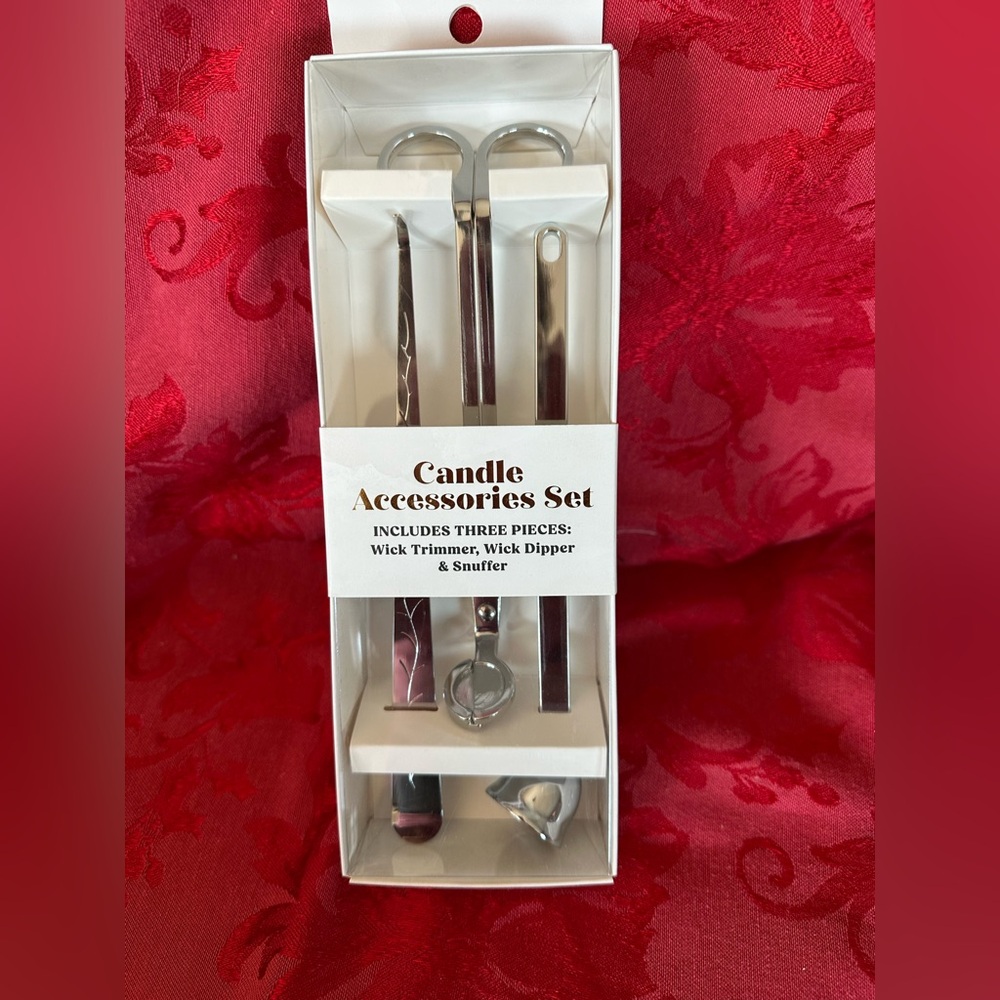 Silver Candle Accessories 3 Piece Set- wick trimmer, dipper and snuffer